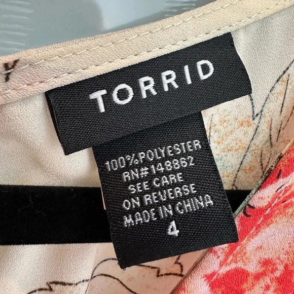 Torrid Ivory Floral Lace-Up Georgette Babydoll Sleeveless Blouse Plus Size 4XL - Picture 11 of 14